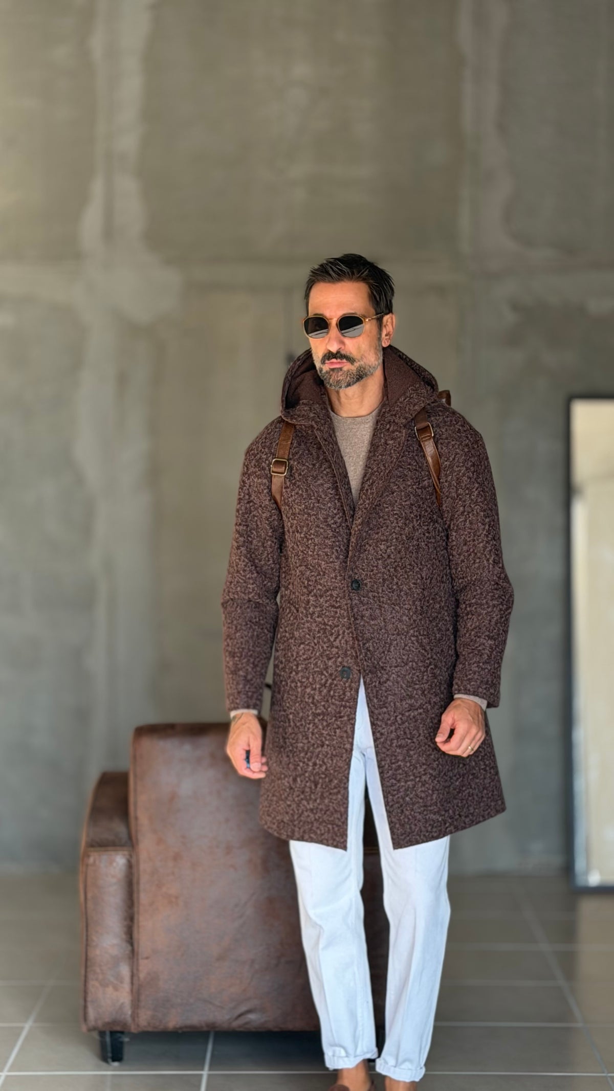 BLUE HIGH NECK COAT