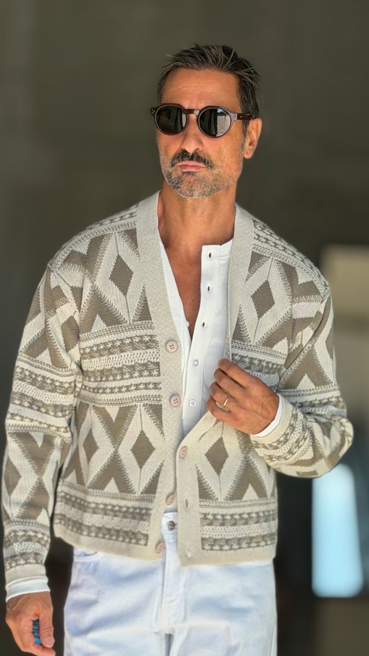 CARDIGAN  PANNA ETNICO CROP  FIT  PESANTE