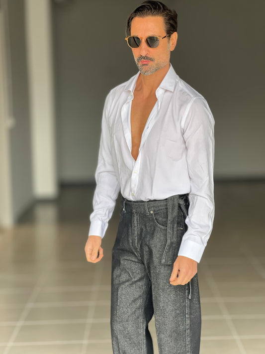 CAMICIA DEPOT BIANCA COLLO PICCOLO POPELINE  DI COTONE DOPPIORITORTO