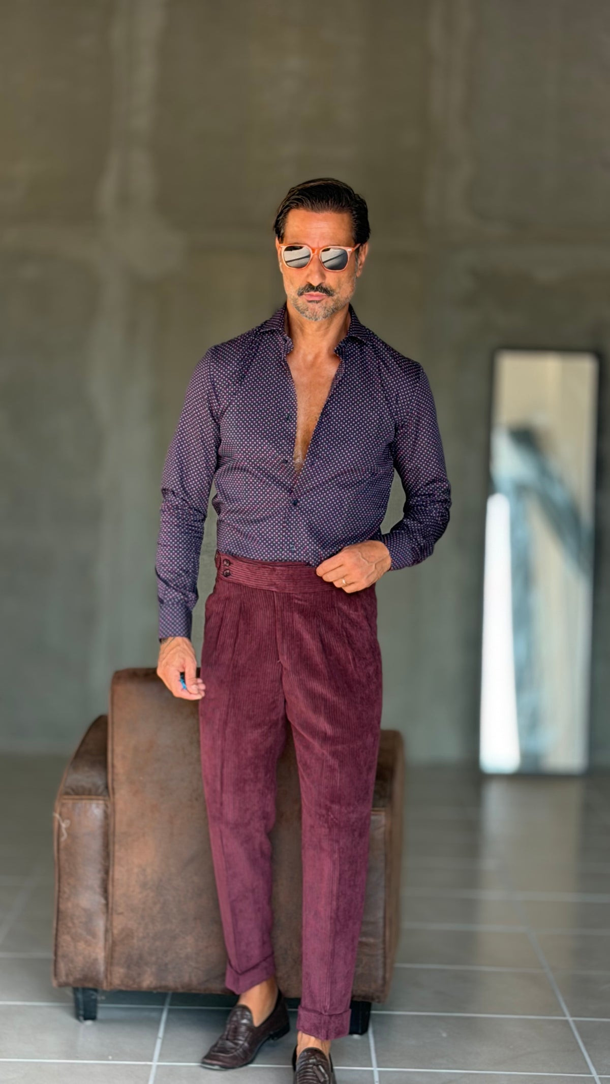 CAMICIA  DEPOT PRUGNA MICROFANTASIA DOPPIORITORTO