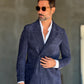 ABITO  BLU VELLUTO LISCIO DOPPIOPETTO PANTALONE FONDO REGULAR PETRO' 1060