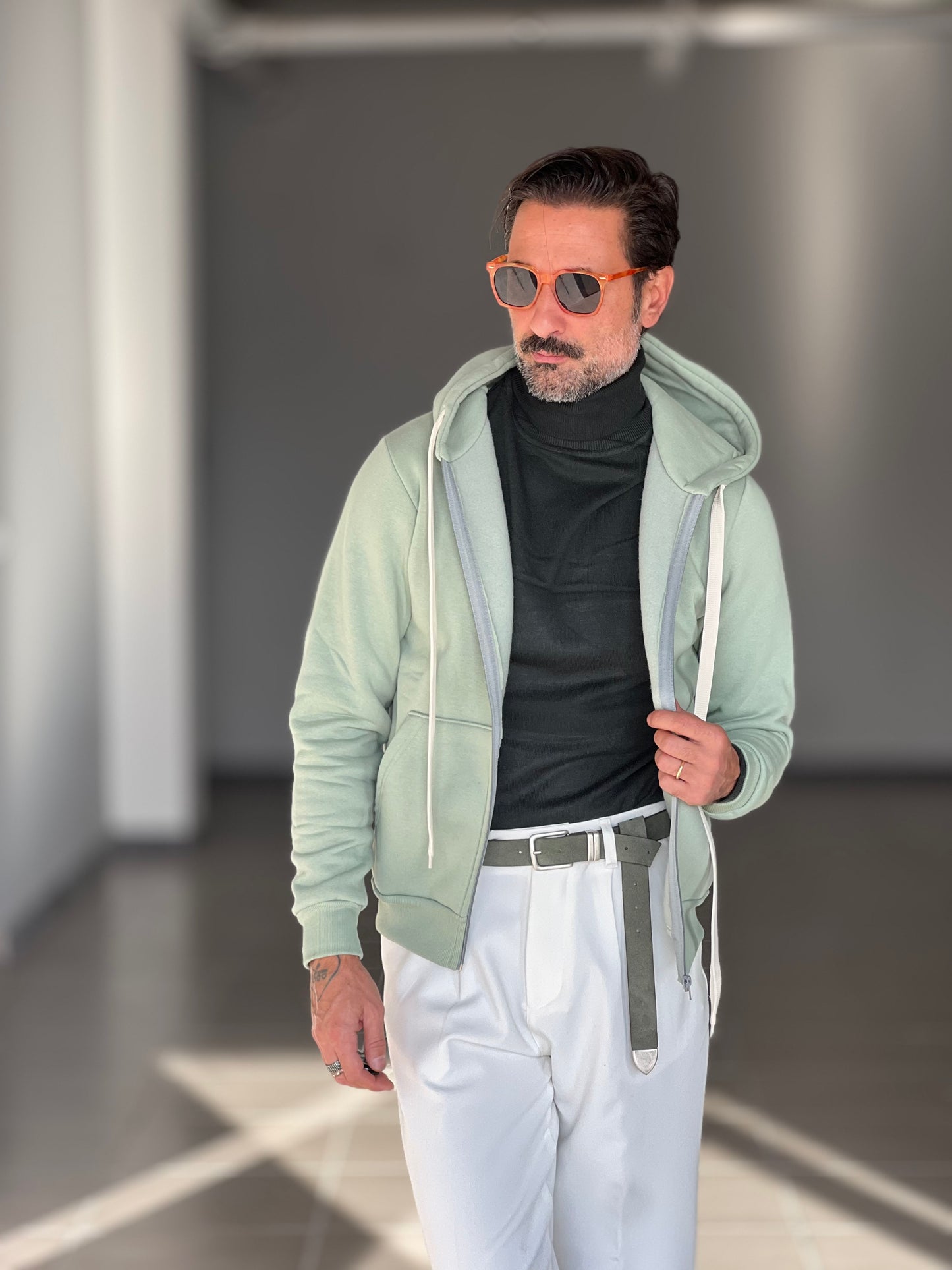 FELPA SALVIA DOPPIATA ZIP