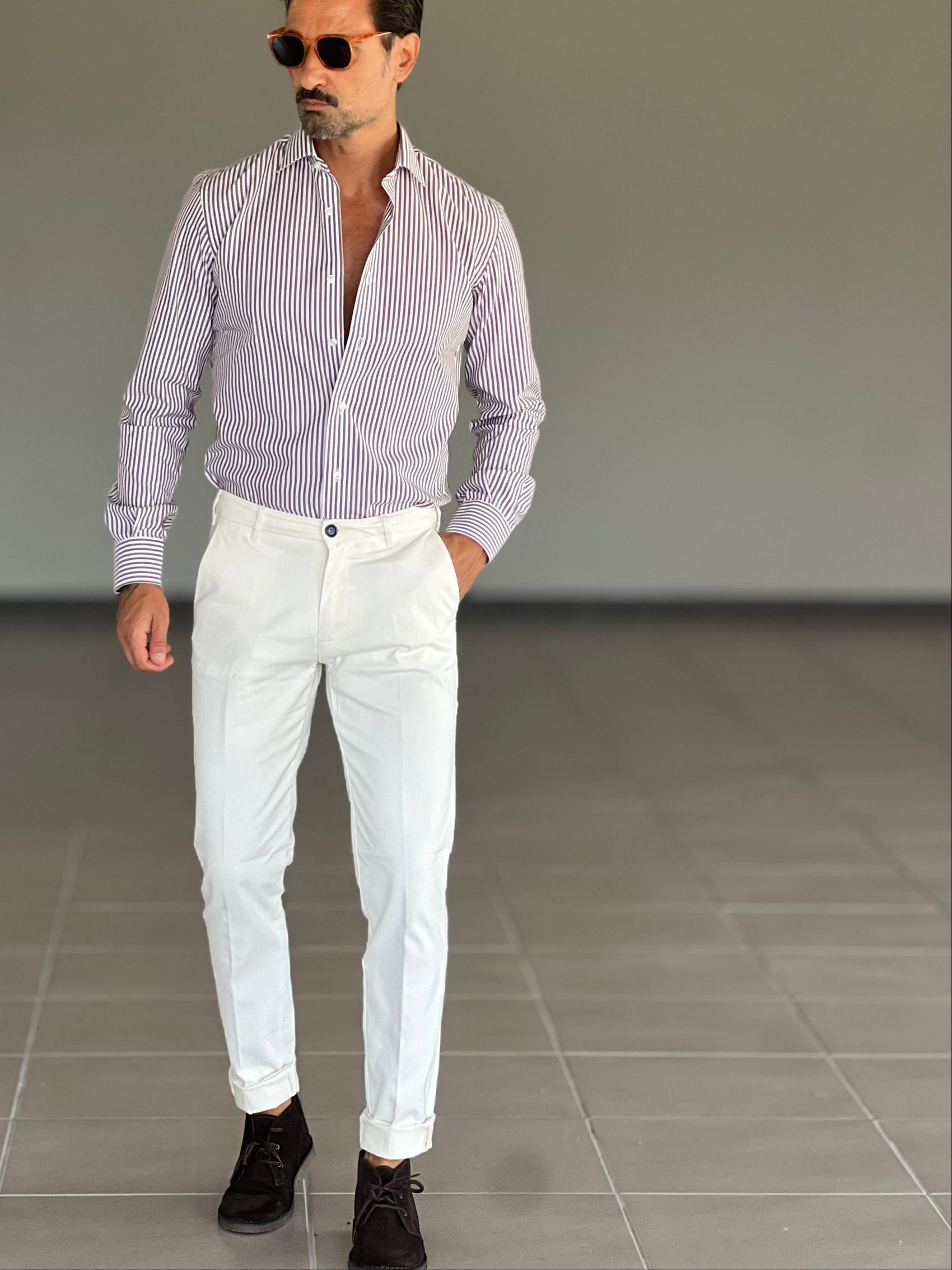 PANTALONE PANNA   GABARDINE DI COTONE