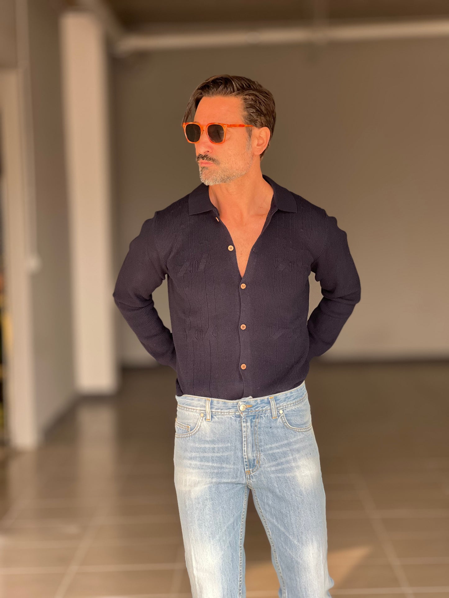 POLO CAMICIA BLU OPERATA