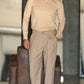 PANTALONE BEIGE  BL11 FONDO PALAZZO EFFETTO FLANELLA TESSUTO VISCOSA E MISTI