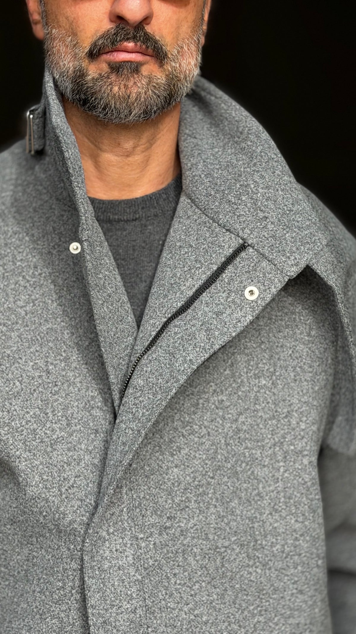 GIUBBINO GRIGIO PANNO COLLO SCIARPA CROP 1062
