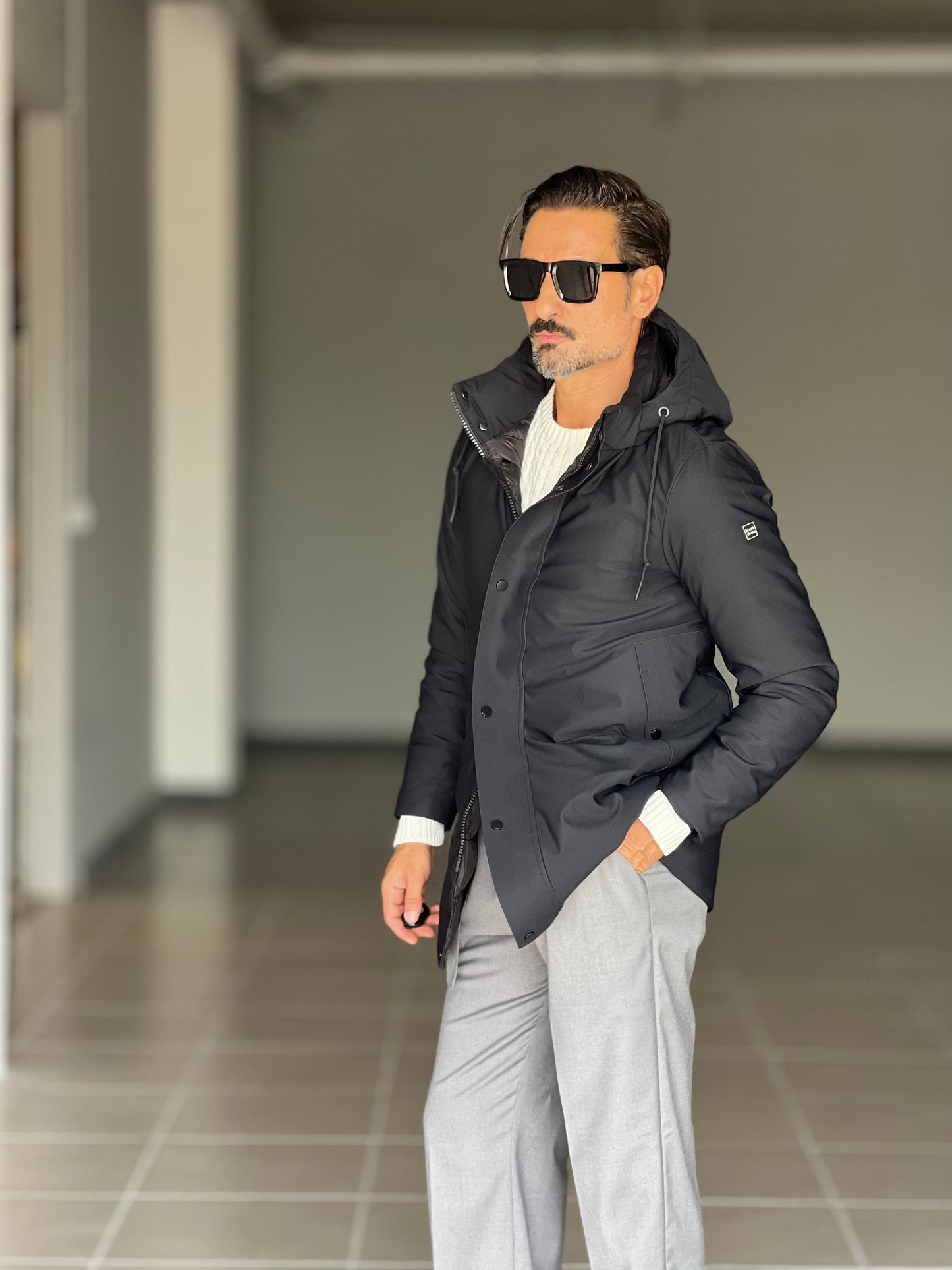 PARKA BL11 NERO TESSUTO TECNICO