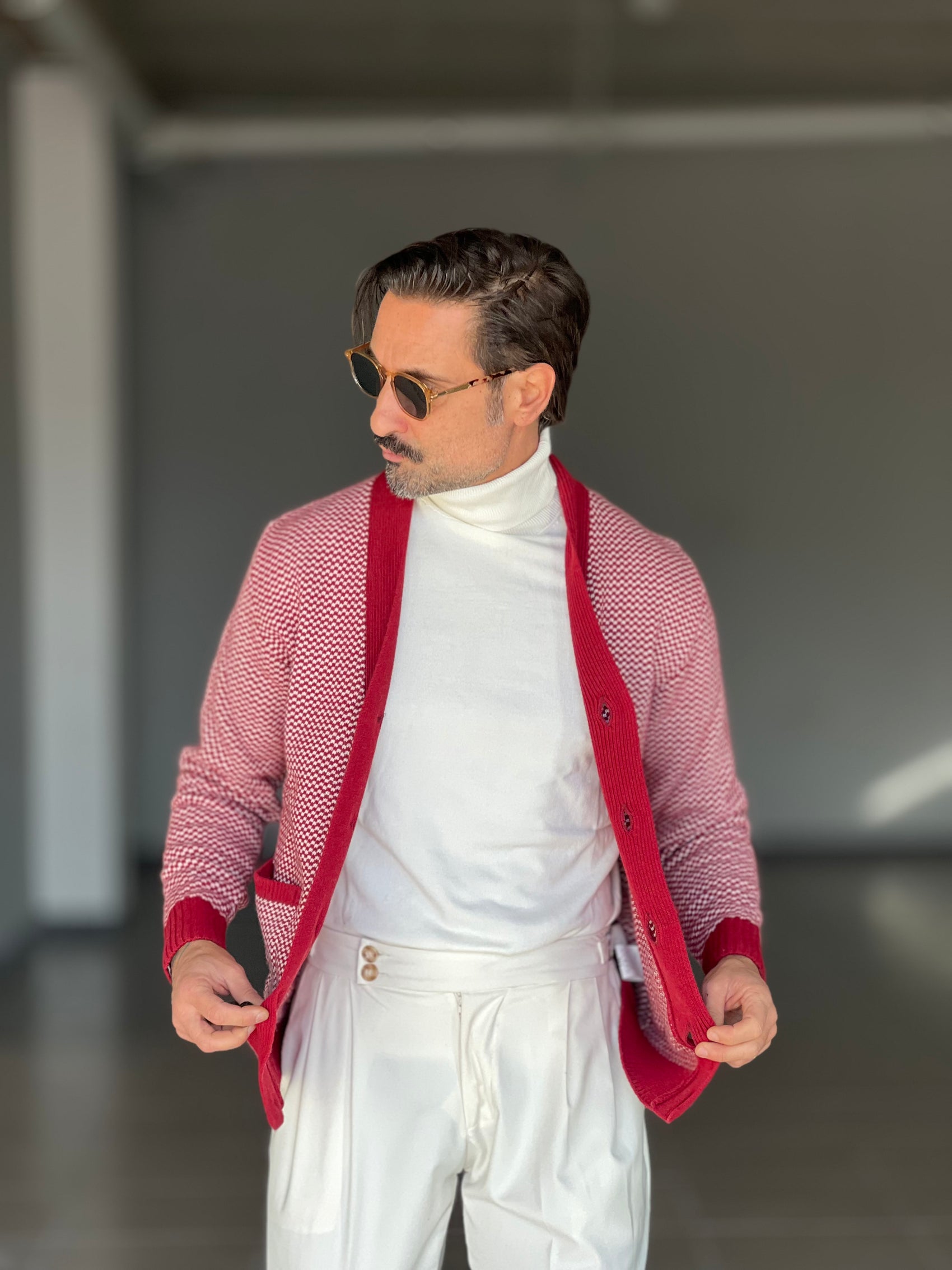 CARDIGAN  PRUGNA  MISTO LANA EFFETTO  BOTTONATO