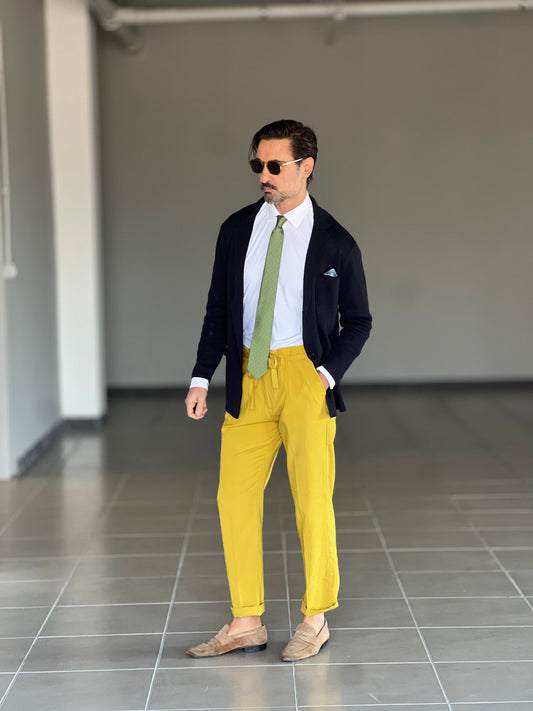 PANTALONE  PINCES LIMONE  CREP DI  VISCOSA G PLAY INSERTO CINTURA 0025