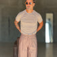 T SHIRT RIGA FINA LILLA E MARRONE