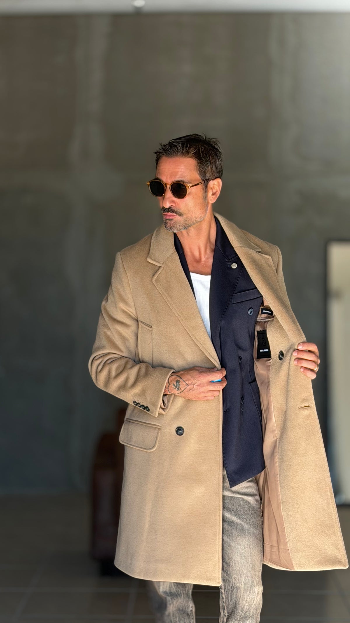 CAPPOTTO CAMMELLO DOPPIPETTO OVER FIT EFFETTO PANNO VISCOSA E MISTI TELAMIRA