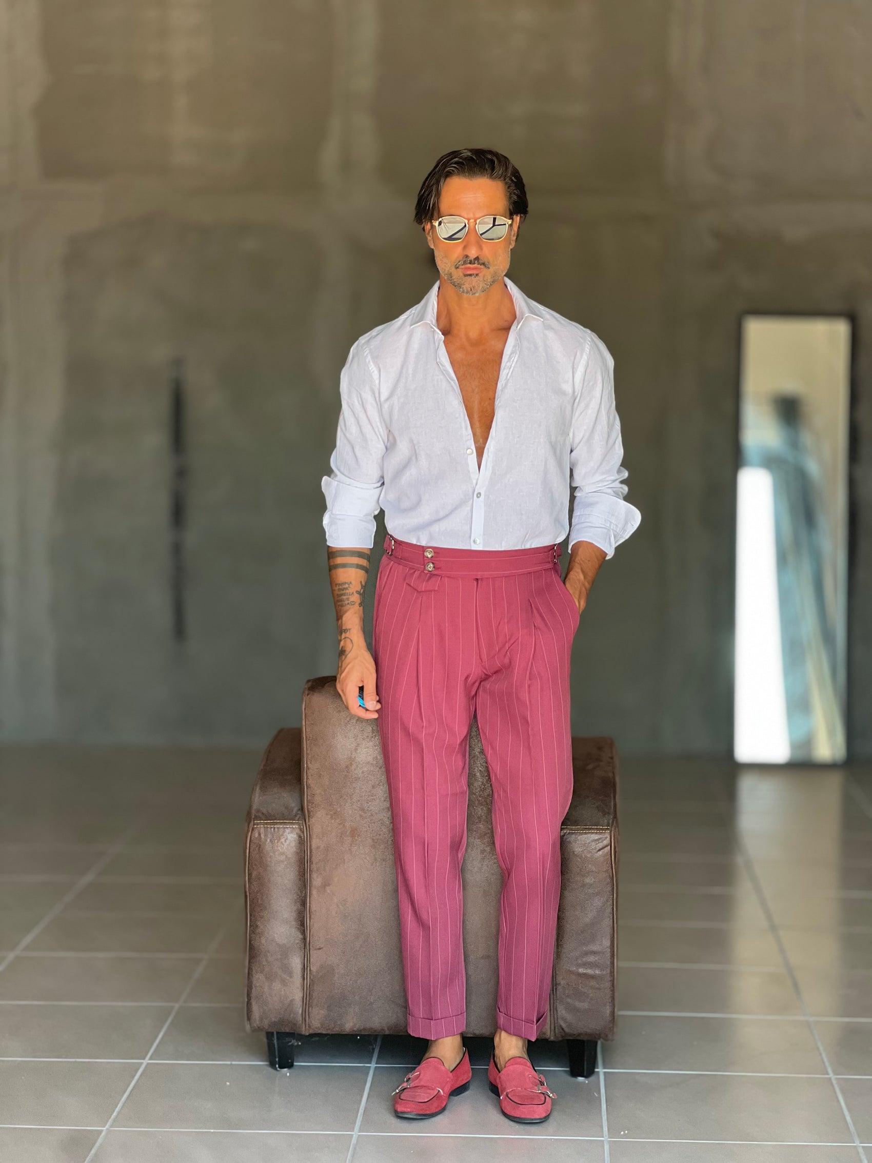 WHITE VISCOSE TROUSERS WITH REGULAR BOTTOM