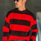 MAGLIA RIGA MORO E ROSSA CROP FIT