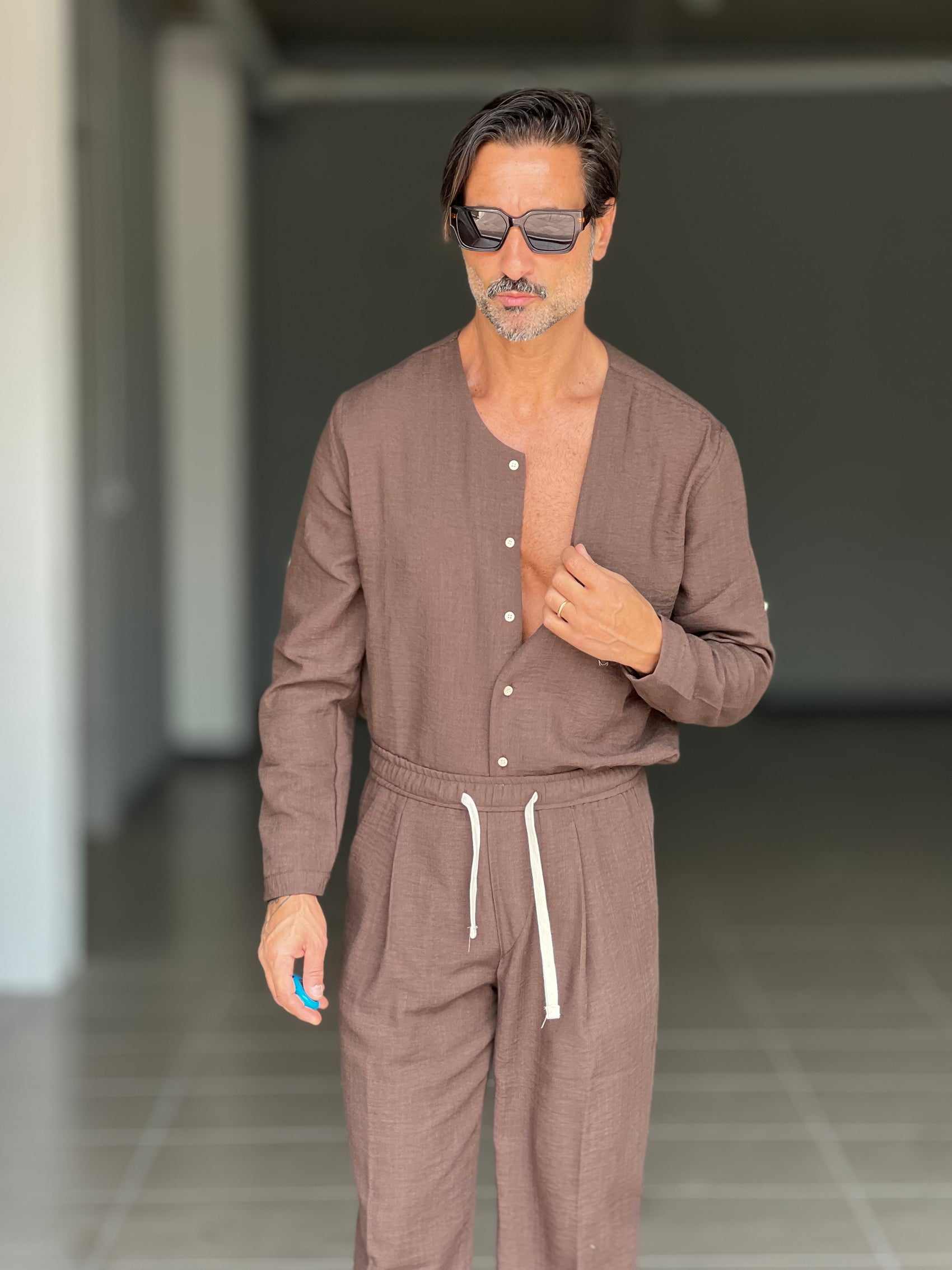 °COORDINATO MORO  CAMICIA E PANTALACCIO EFFETTO LINO. 00201