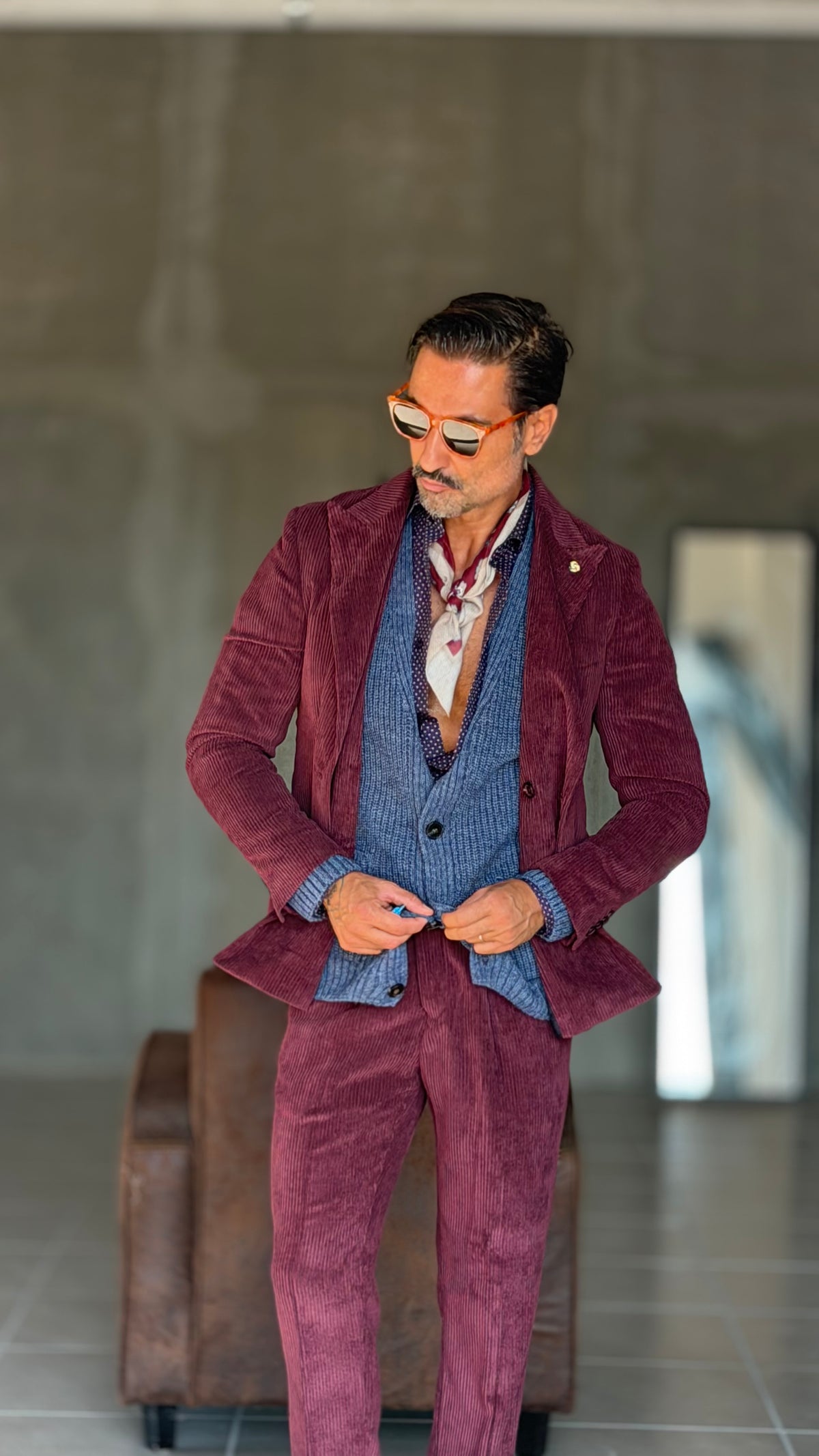 GIACCA DOPPIOPETTO VELLUTO ROCCIA PRUGNA  001 (ABBINABILE  AL PANTALONE VELLUTO PRUGNA OO1)