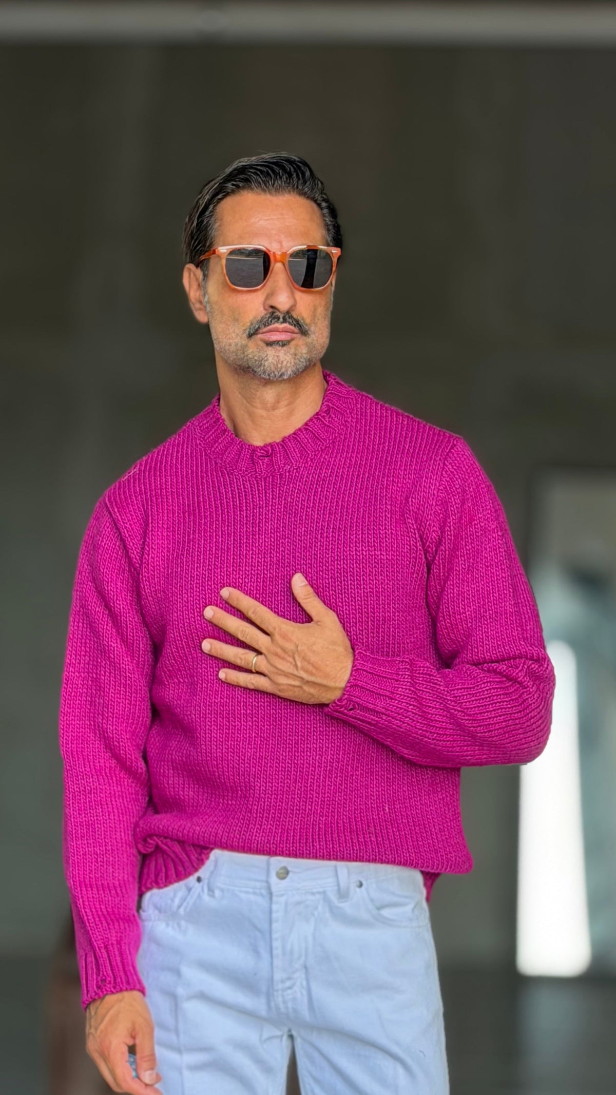 PULLOVER VIOLA MAGLIA INGLESE ROTTURE