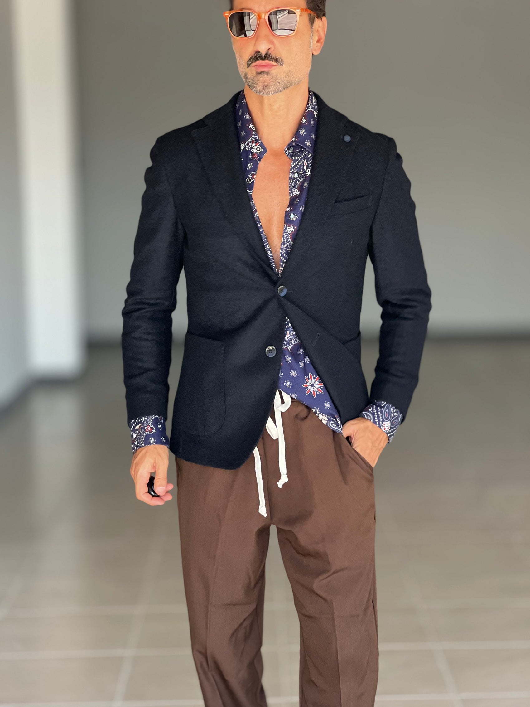 *GIACCA LANA E MISTI BLU XAGON MONOPETTO