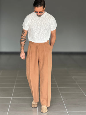 WHITE VISCOSE TROUSERS WITH REGULAR BOTTOM