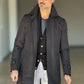 TRENCH NERO TESSUTO TECNICO IMPERMIABILE COLLO CAMICIA