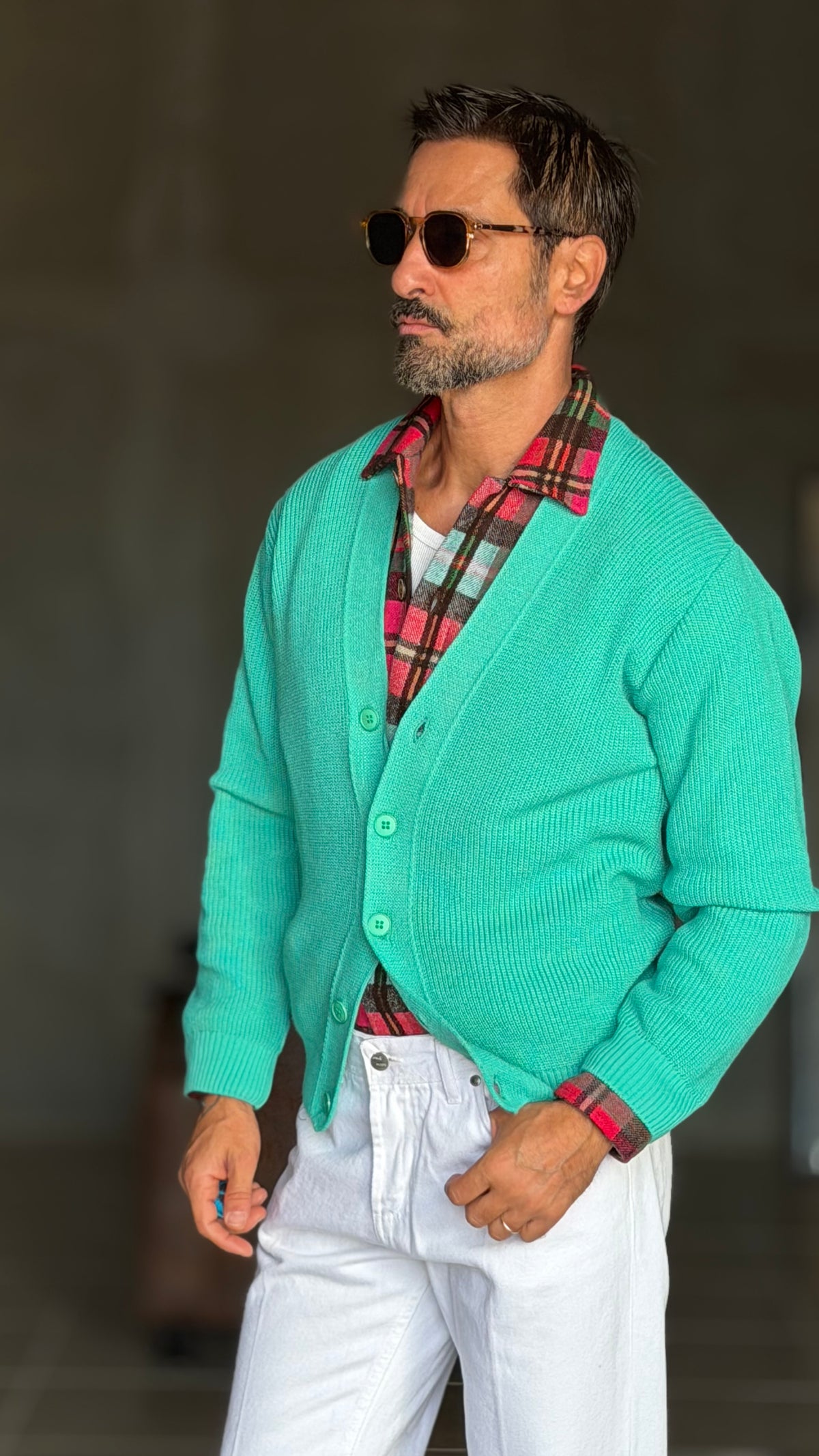 CARDIGAN VERDE MENTA MAGLIA INGLESE
