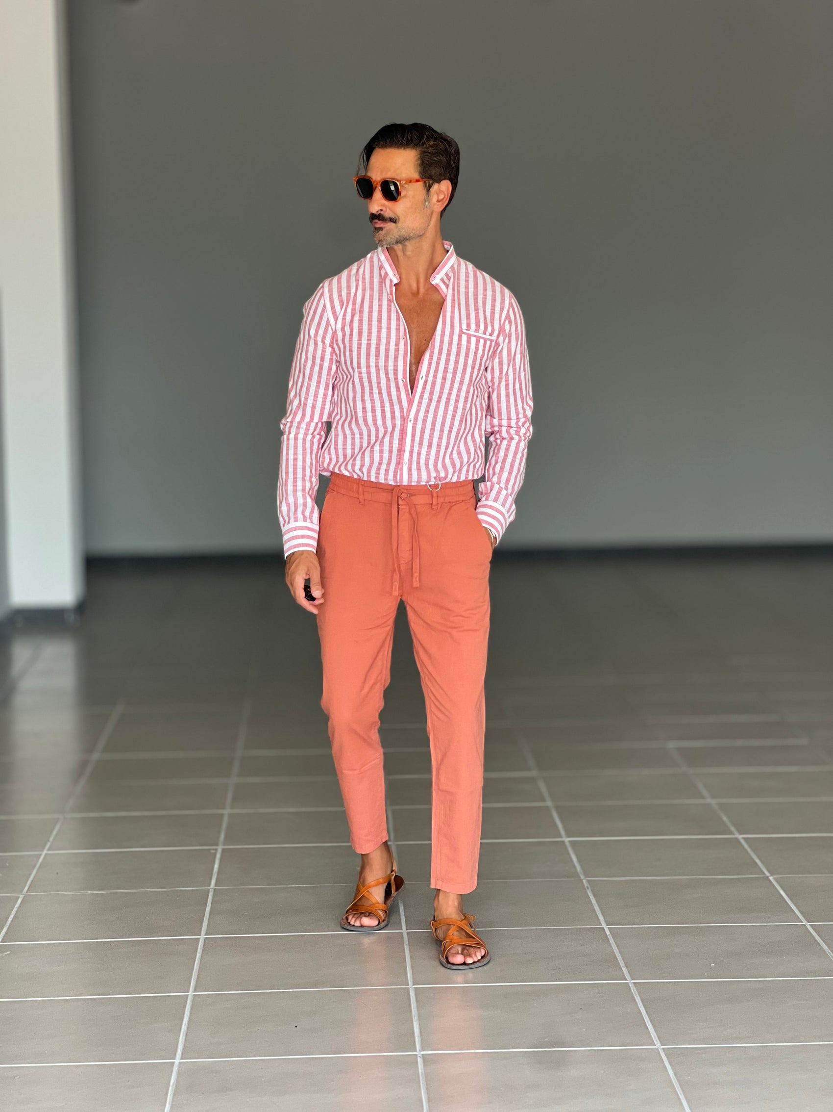 PANTALONE ESTIVO  CORALLO EFFETTO LINO GARZATO