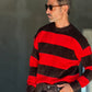 MAGLIA RIGA MORO E ROSSA CROP FIT