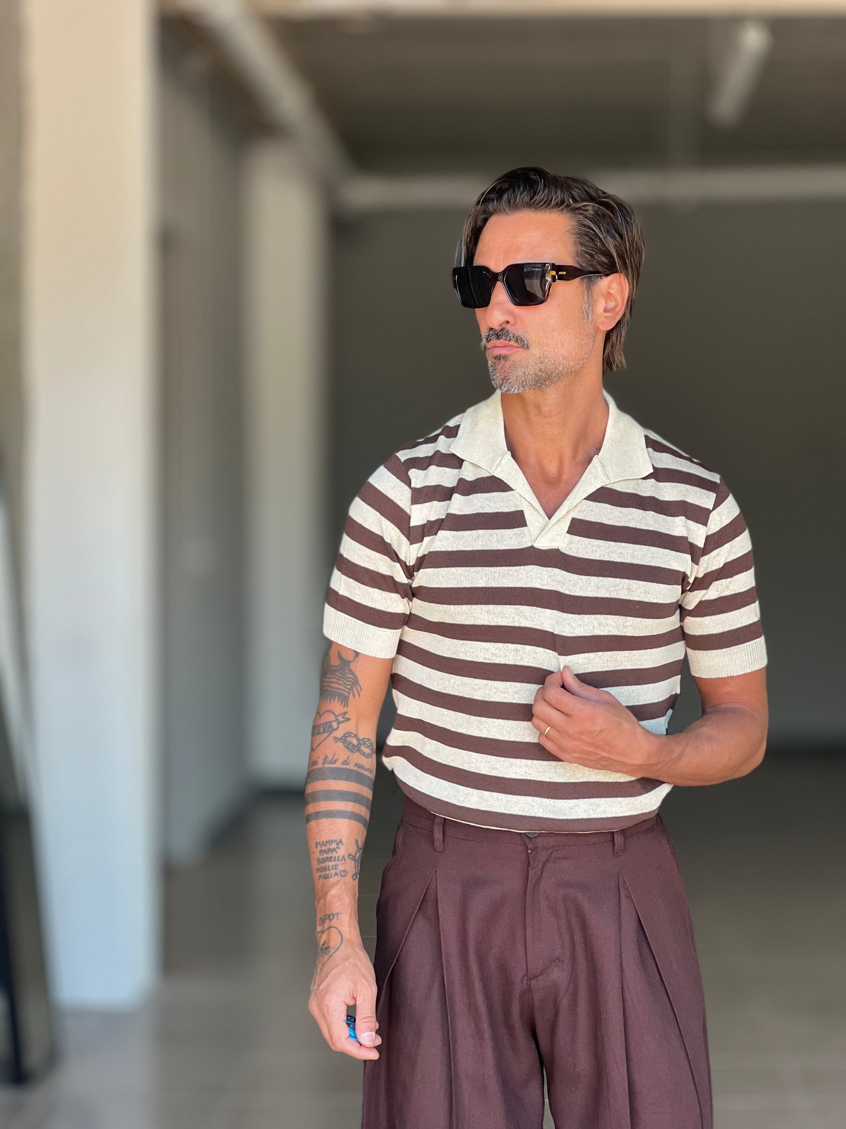 POLO  RIGA MORO E BEIGE 0077