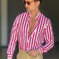 CAMICIA BIANCA E ROSSA  COREANA   POPELINE DI COTONE STRECH
