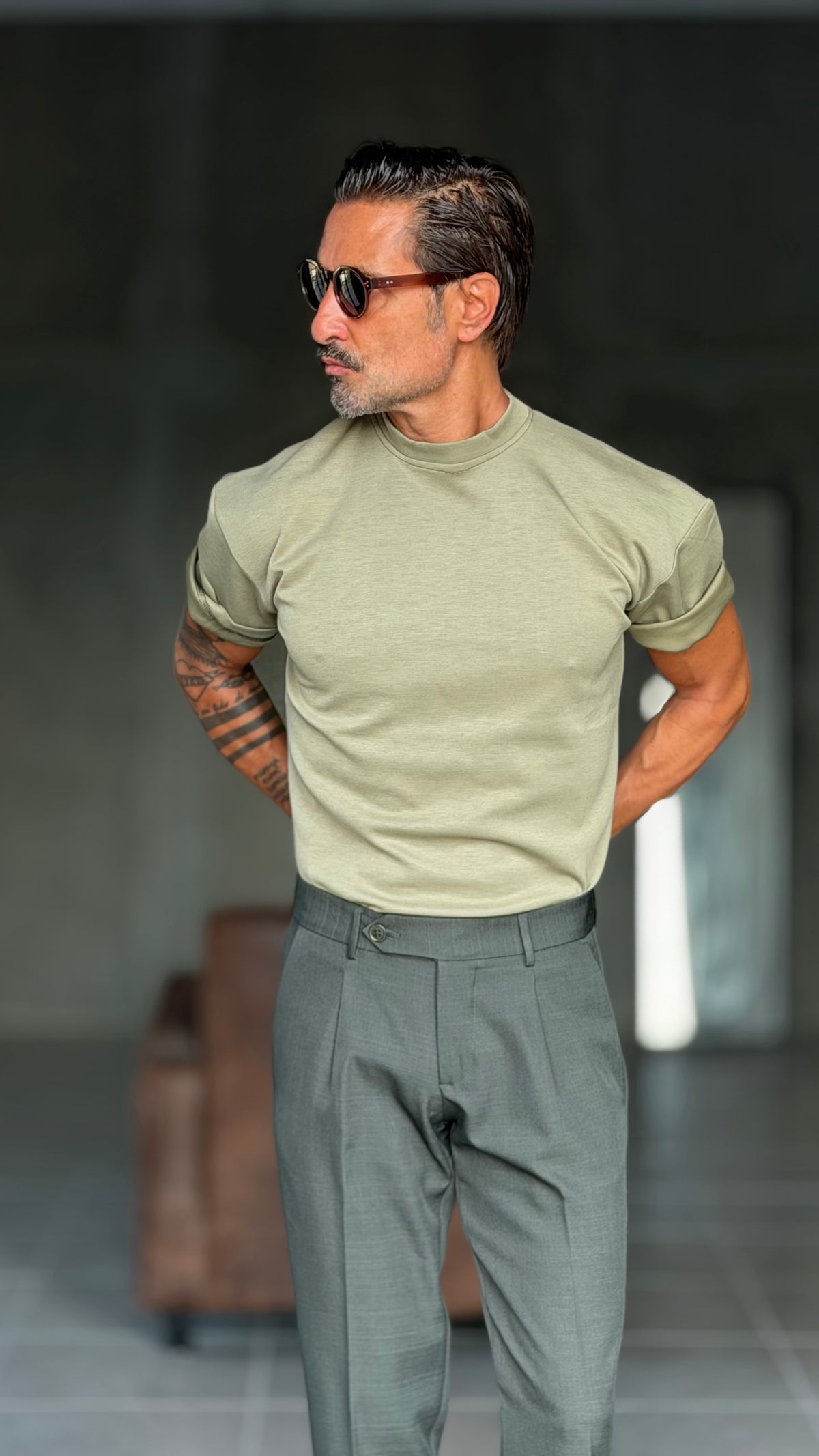 T SHIRT VERDE OLIVA OVER FIT