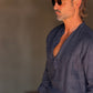 CAMICIA  SERAFINO BLU LINO PURO