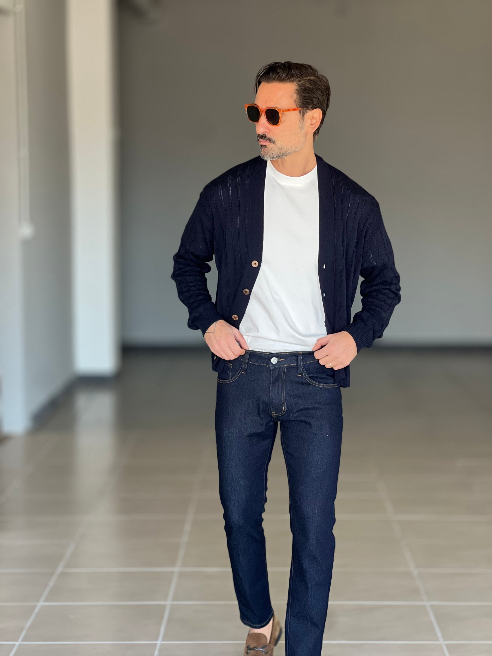 BEIGE COTTON OPEN CARDIGAN