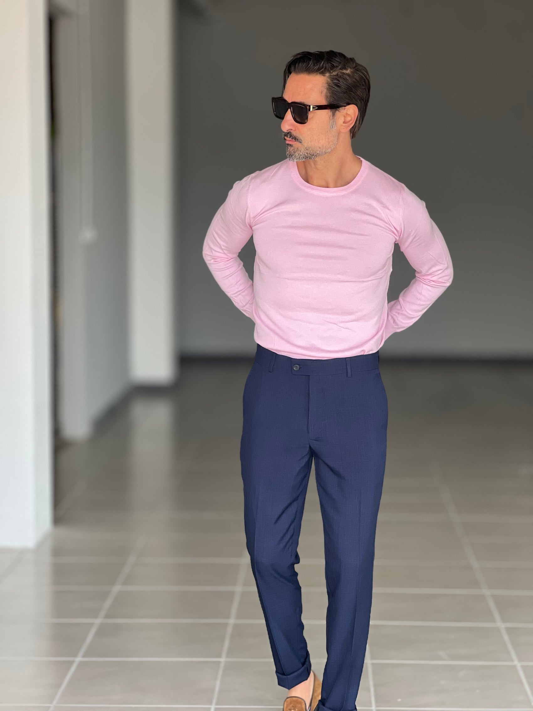 WHITE VISCOSE TROUSERS WITH REGULAR BOTTOM