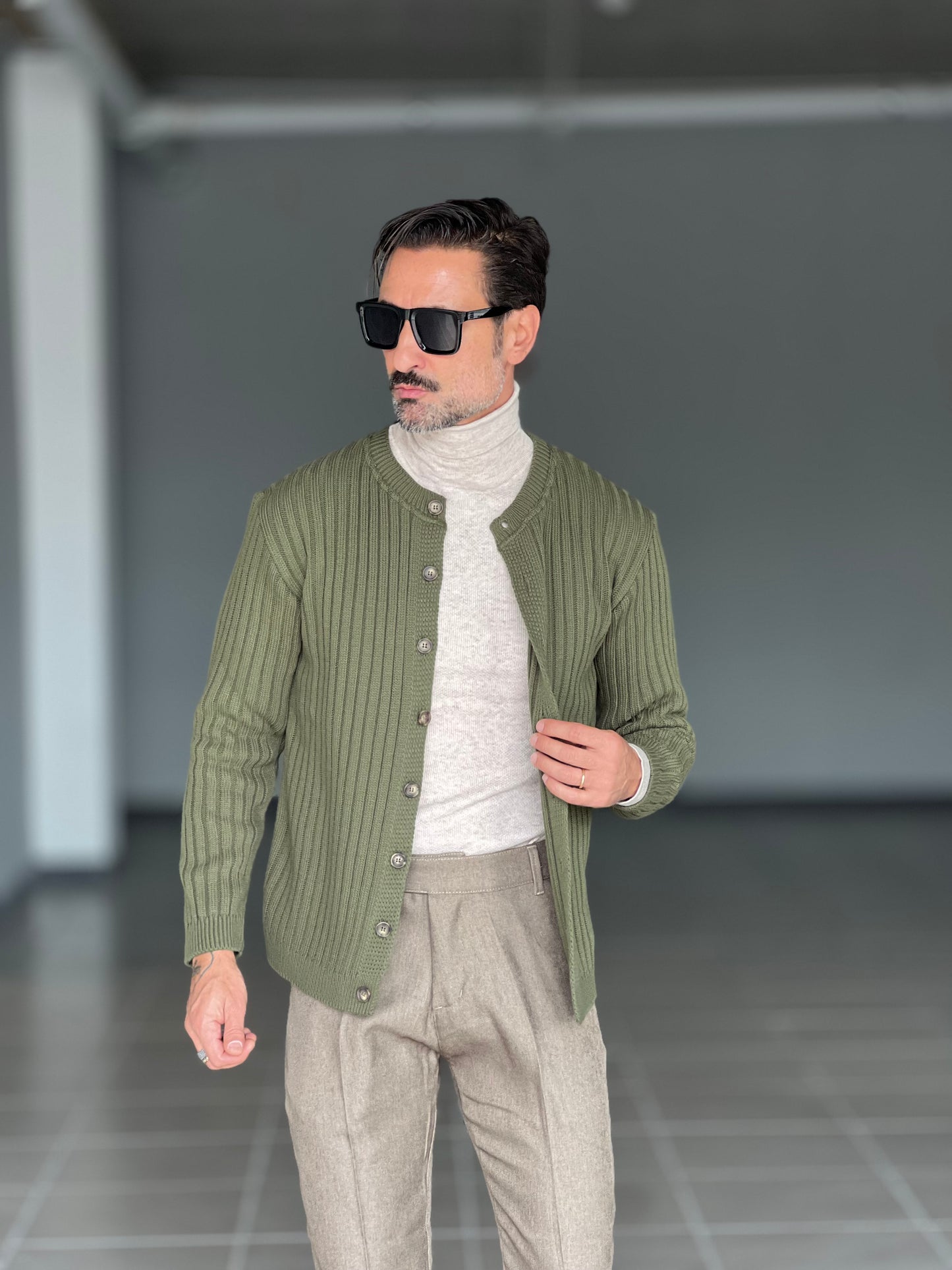 CARDIGAN VERDE   GIROCOLLO BERBY