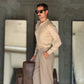 WHITE VISCOSE TROUSERS WITH REGULAR BOTTOM