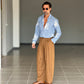 WHITE VISCOSE TROUSERS WITH REGULAR BOTTOM