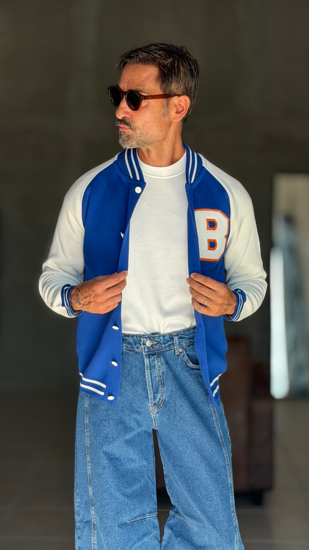 COLLEGE FELPA AZZURRO BICOLORE  B