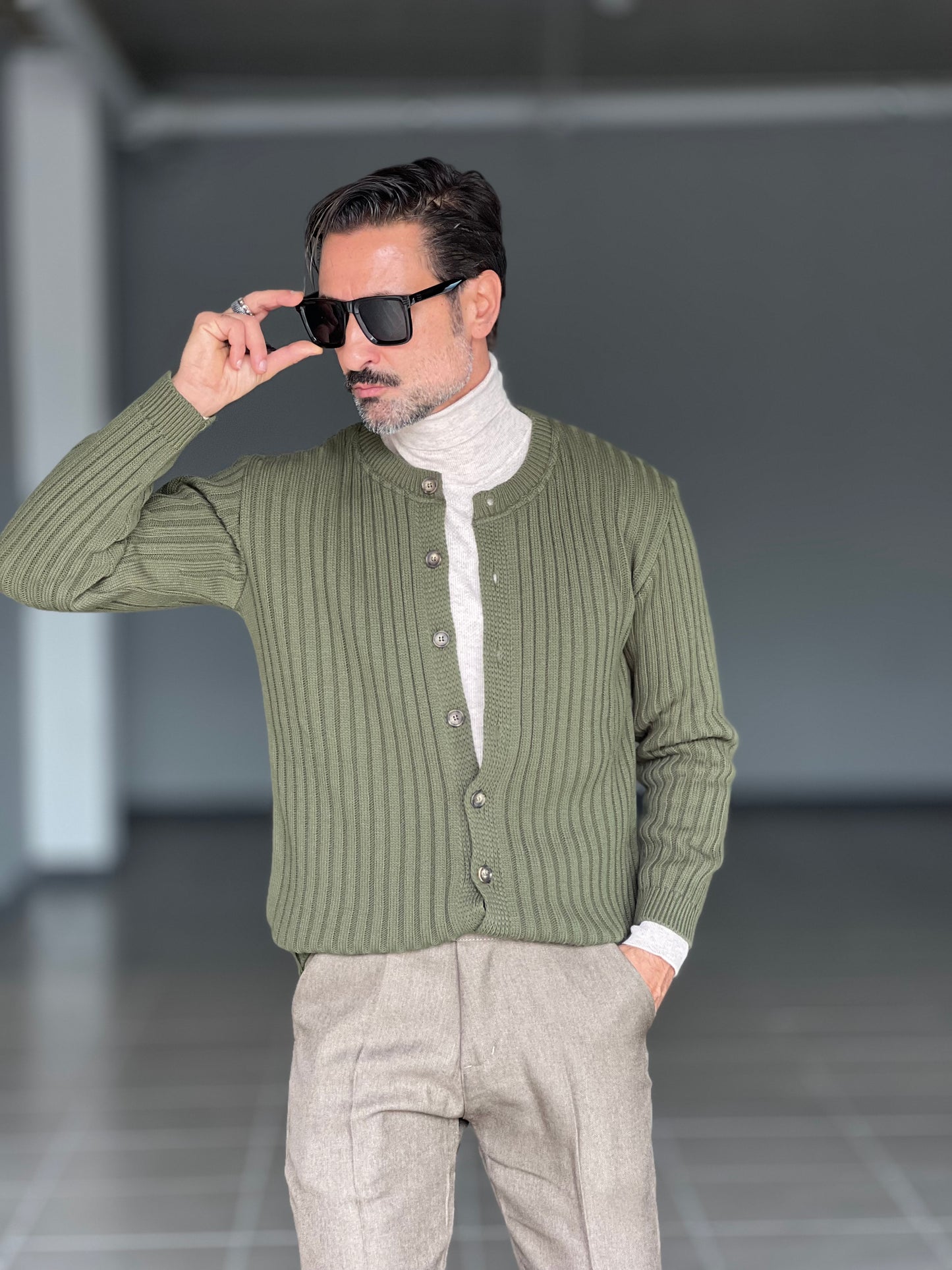 CARDIGAN VERDE   GIROCOLLO BERBY