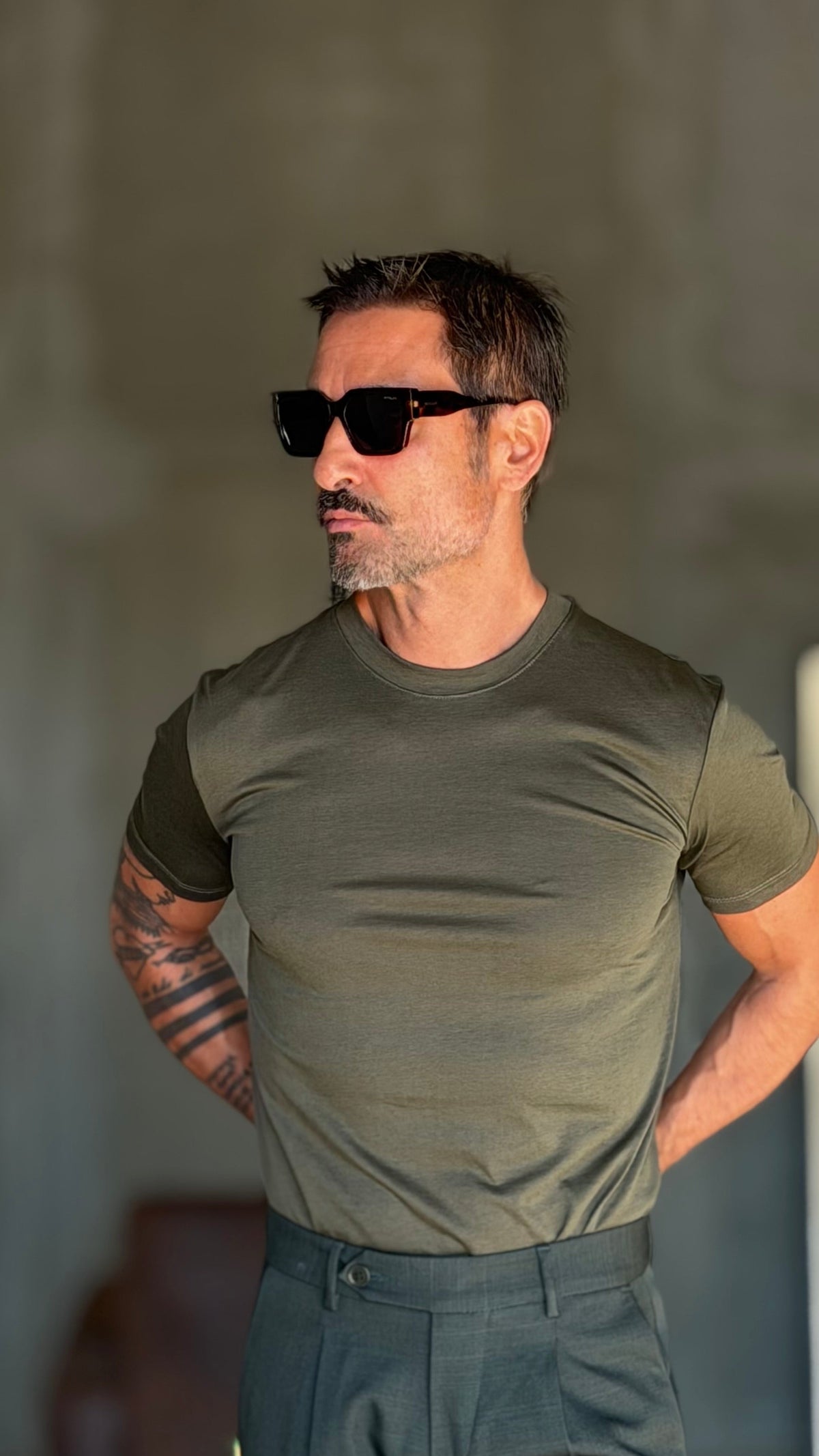 NEW T SHIRT VERDE   EFFETTO FILO DI SCOZIA