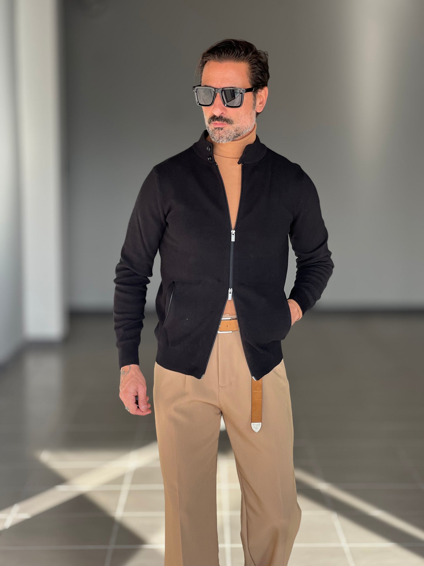 BEIGE COTTON OPEN CARDIGAN