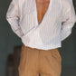 CAMICIA GESSATA BEIGE  KIMONO COTONE
