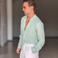CAMICIA KOON VERDE ACQUA LINO E COTONE LAVORAZIONE TRAMATA 0046