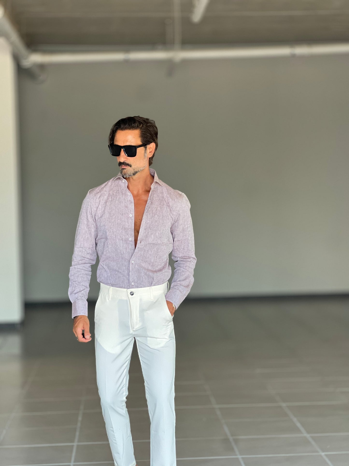 CAMICIA  TABACCO  CHIARO  100%LINO