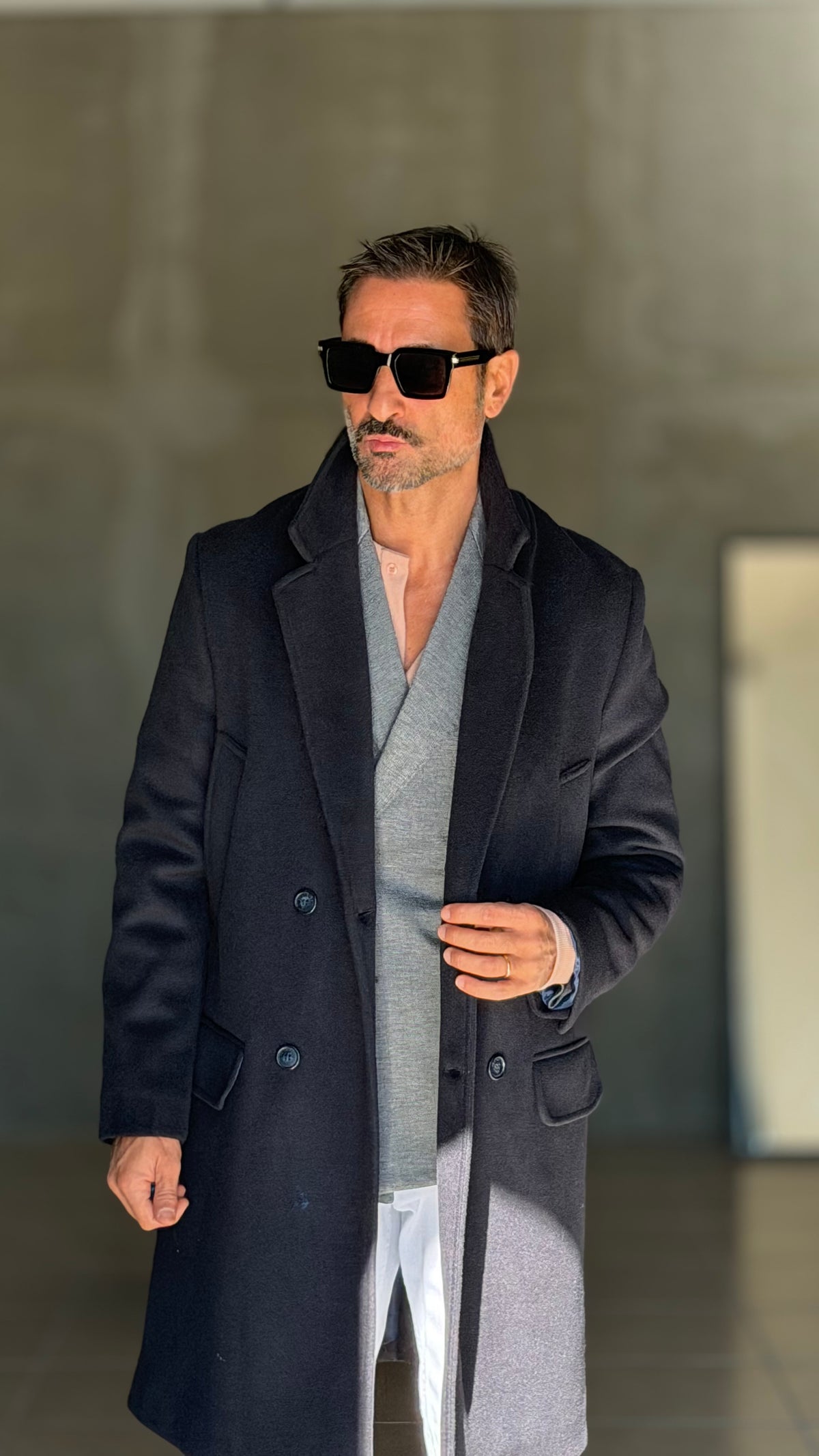 CAPPOTTO BLU DOPPIOPETTO OVER FIT EFFETTO PANNO VISCOSA E MISTI TELAMIRA