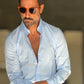 CAMICIA CELESTE STRETCH POPELINE DI COTONE SLIMFIT