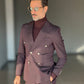 ABITO  MORO / PRUGNA GESSATO  DOPPIOPETTO BOTTONE METALLO VISCOSA E MISTI