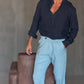 CAMICIA  SERAFINO BLU LINO PURO