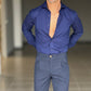 PANTALONE  PINCES  BLU NAVY  GABARDINE DI COTONE G PLAY