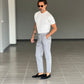 WHITE VISCOSE TROUSERS WITH REGULAR BOTTOM