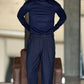 PANTALONE BLU  BL11 FONDO PALAZZO EFFETTO FLANELLA TESSUTO VISCOSA E MISTI