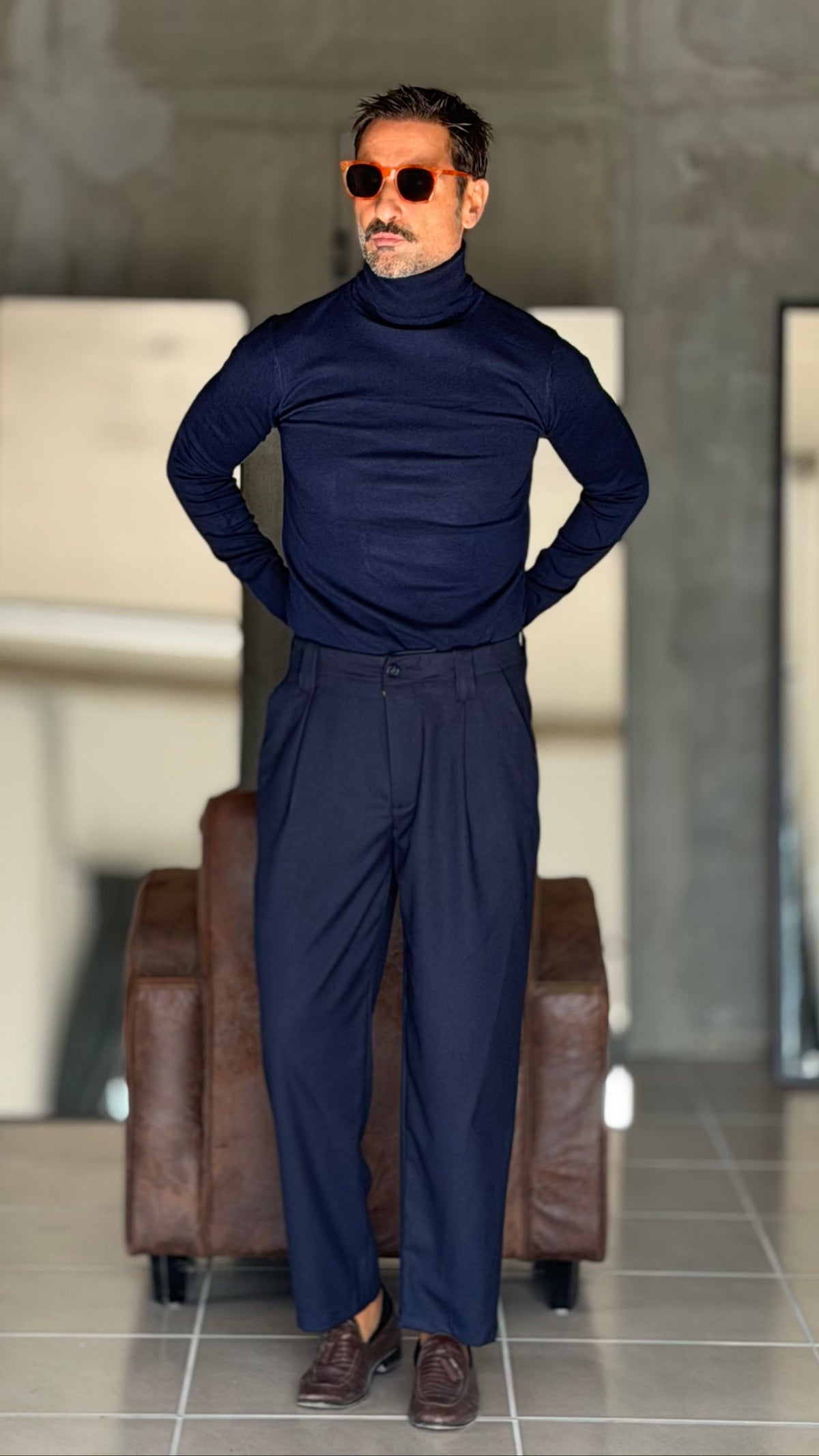 PANTALONE BLU  BL11 FONDO PALAZZO EFFETTO FLANELLA TESSUTO VISCOSA E MISTI. 167 (ABBINABILE ALLA GIACCA BLU  167)